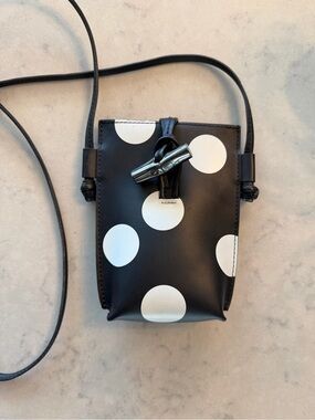 Longchamp Le Roseau leather phone bag in dot pattern